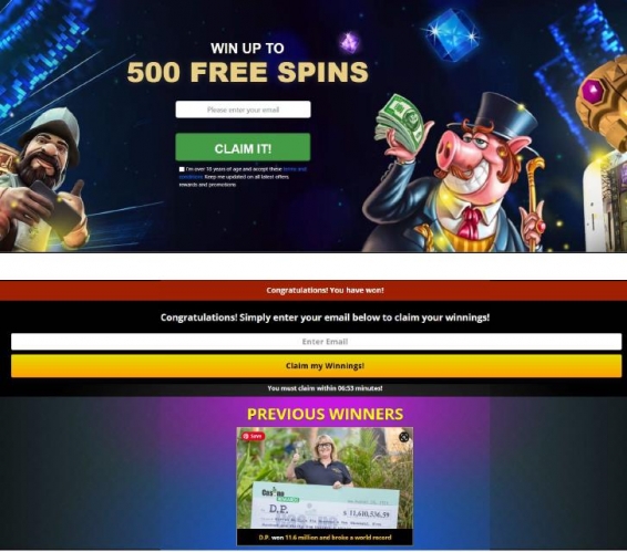 pre-landing page example for opt-in for gambling