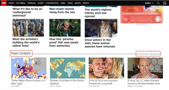 example of Recommended content native ads