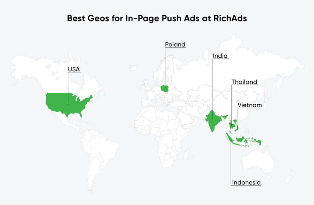 Best GEOs for Inpage push ads at RichAds ad network