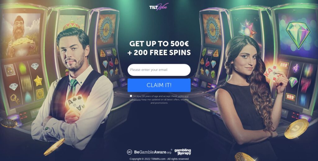 An example of landing page to promote online casino offers