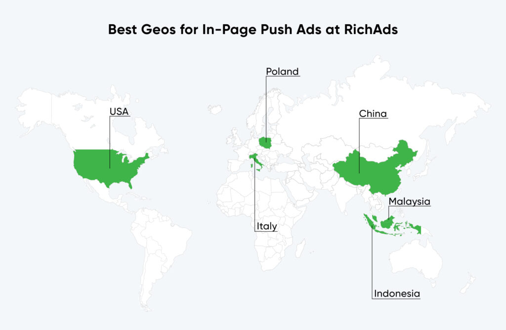 The best GEOs for iOS In-page Push ads in January 2024 at RichAds ad network