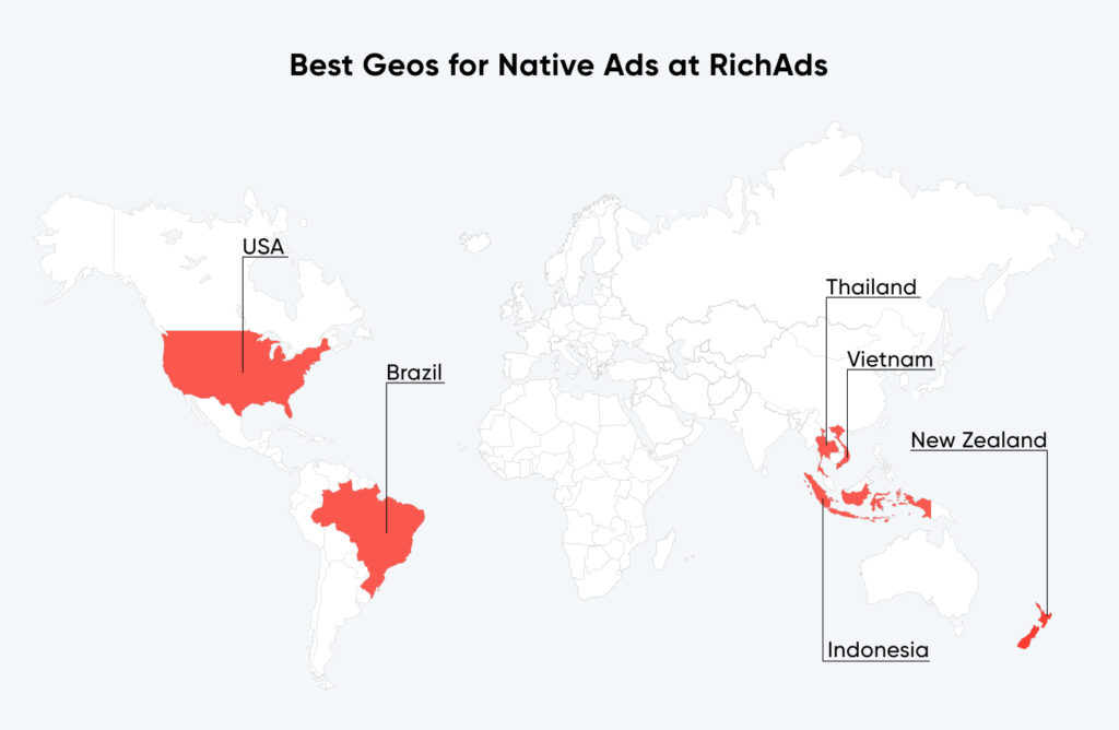 Лучшие ГЕО для нативки в январе 2024 в рекламной сети RichAds