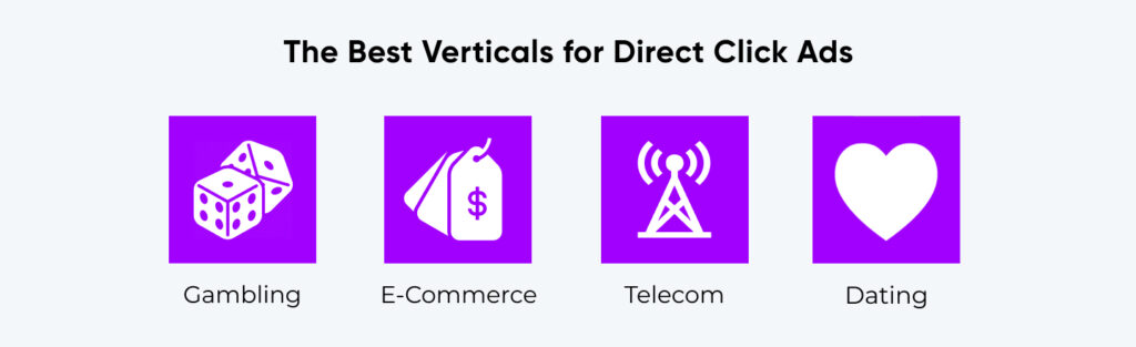 Top verticals for direct click in February 2024 at RichAds advertising network