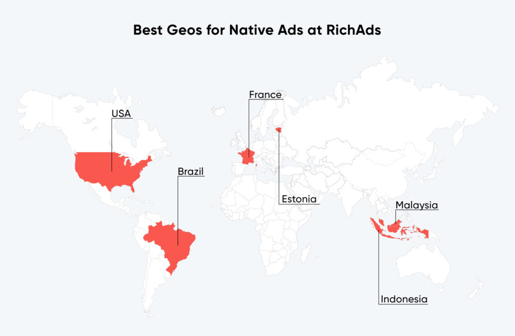 Top geos for native ads in April 2024 at RichAds ad network
