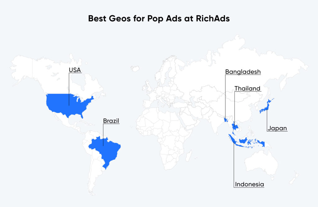 Топ гео для поп рекламы в мае 2024 года в рекламной сети RichAds