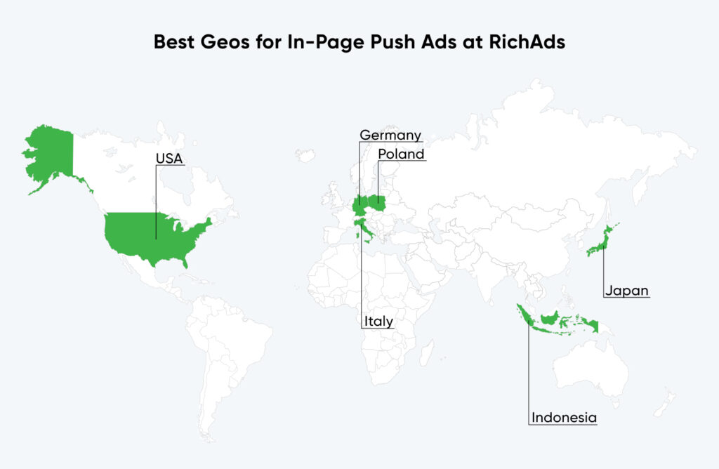 Top geos to advertise CPA offers on in-page push traffic in June 2024 at RichAds ad network