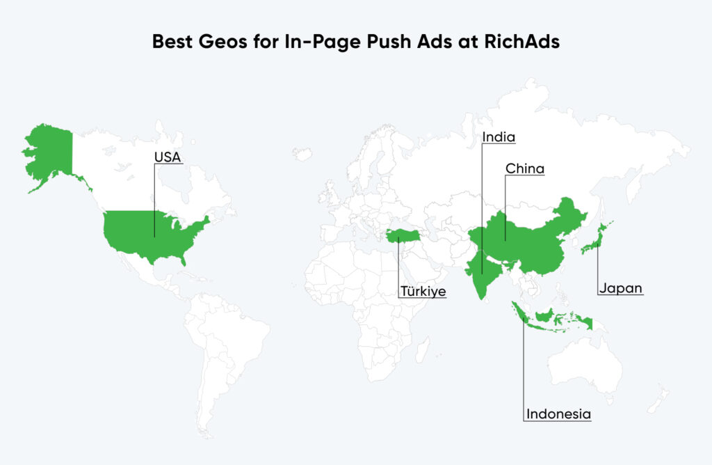 Top geos to run ads on in-page push traffic in August 2024 at RichAds ad network