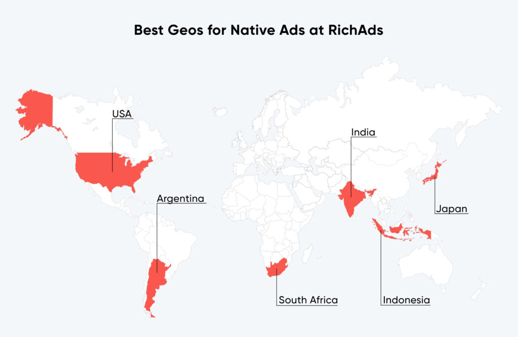 Top geos to run ads on native traffic in August 2024 at RichAds ad network