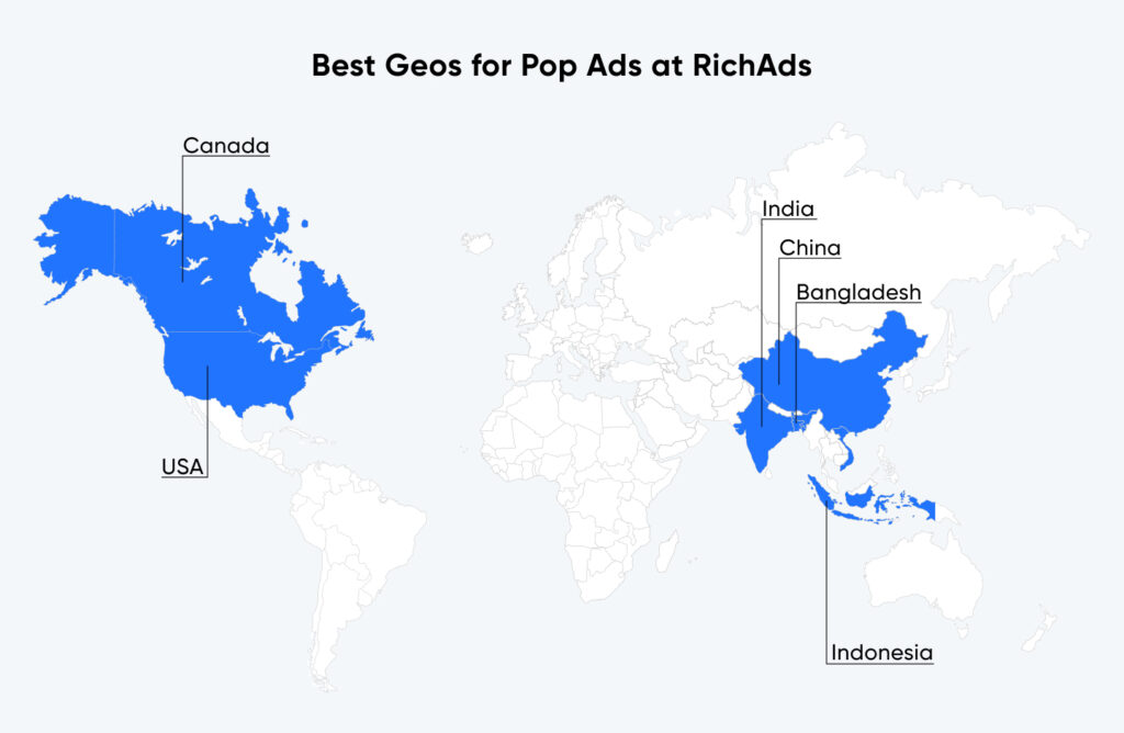 Top geos to run ads on clickunder traffic in August 2024 at RichAds ad network