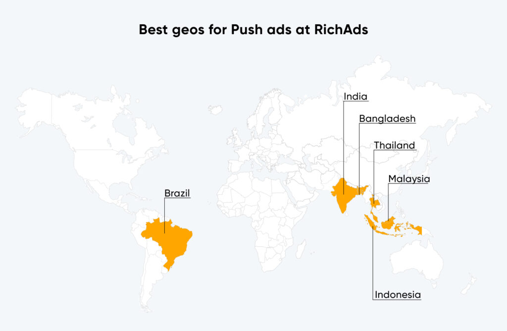 The best geos for launching campaigns on push traffic in November 2024 at RichAds advertising network