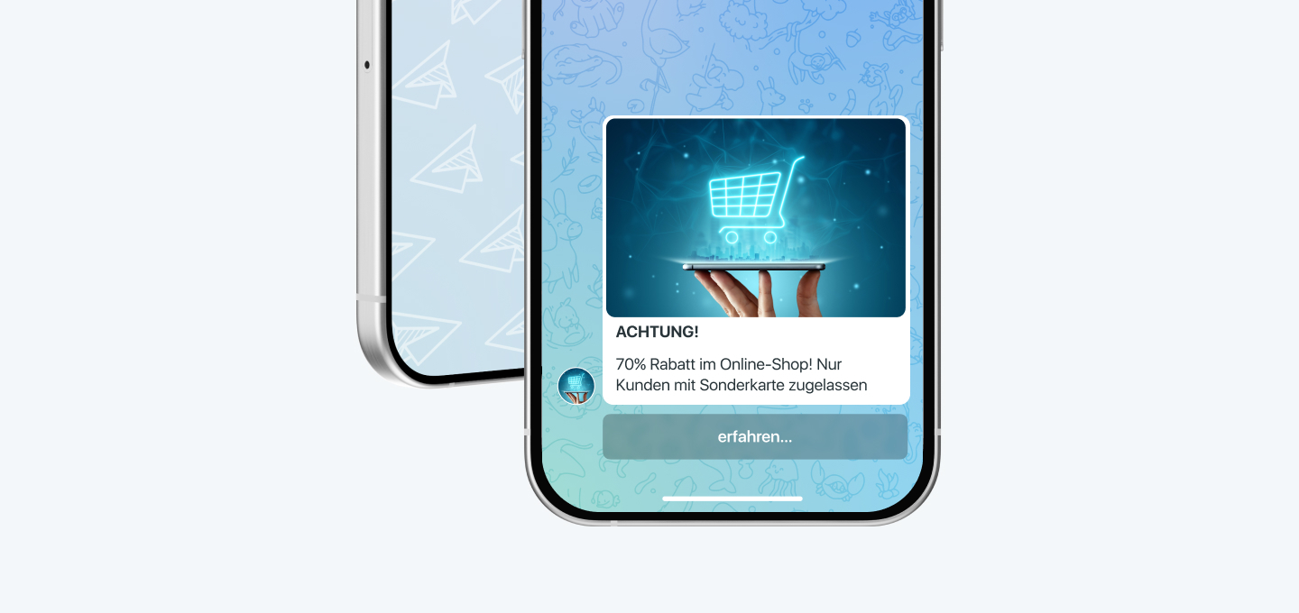 An example of Telegram bot ads in Germany at RichAds advertising network