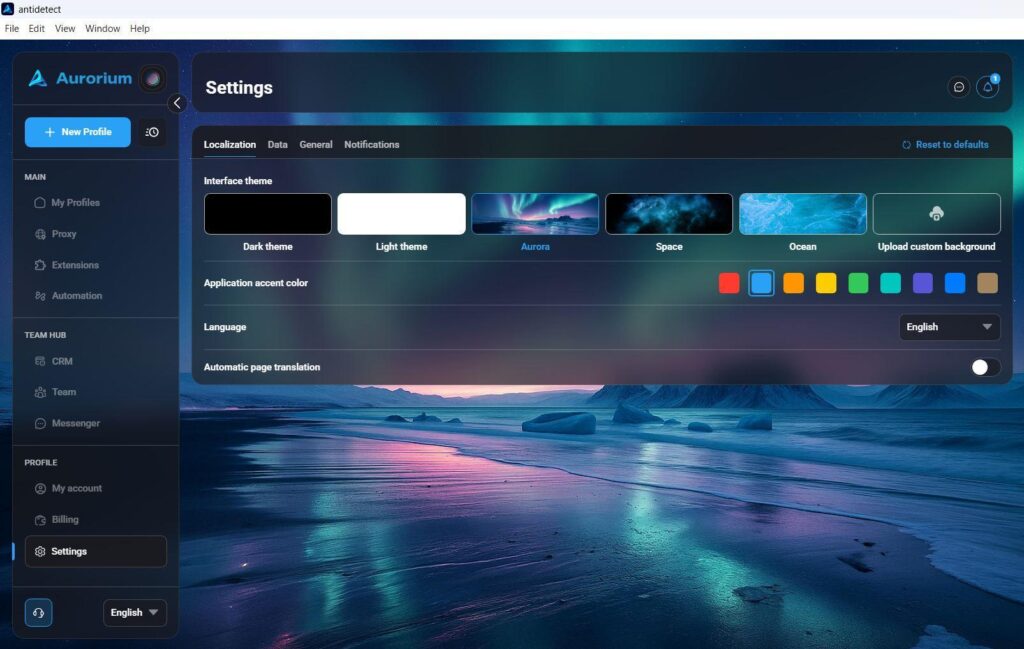 anti-detect browser settings
