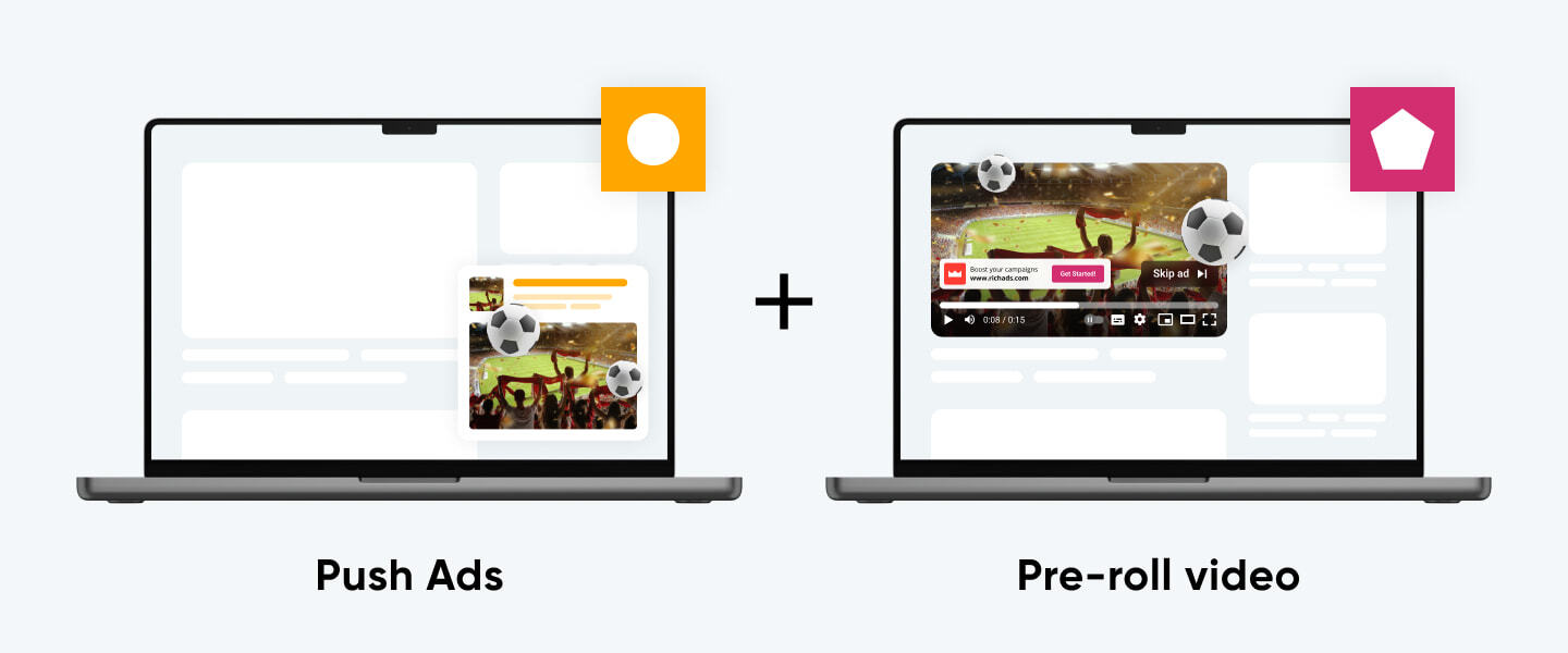 Push and pre-roll combination for Gambling