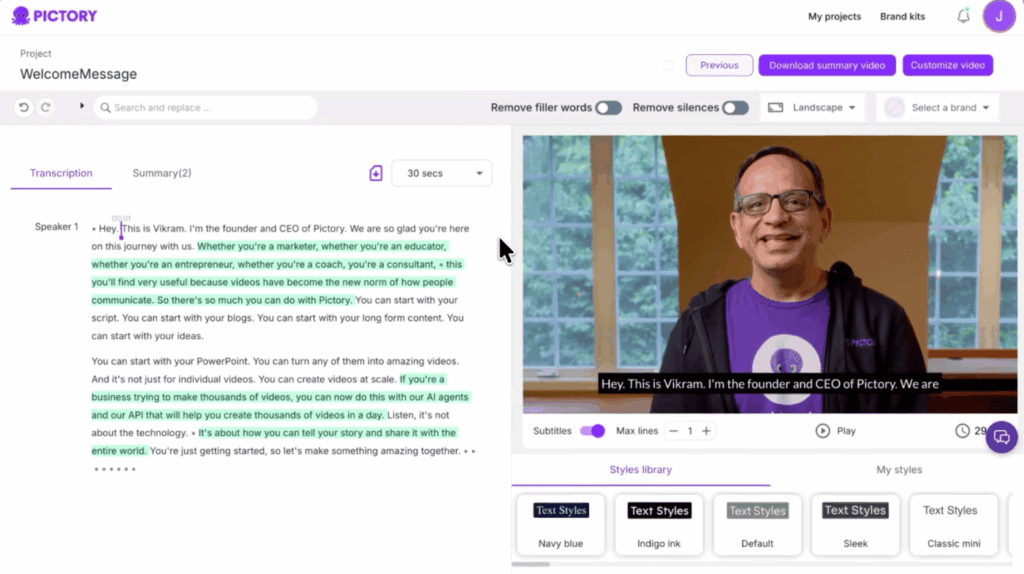 Pictory AI video creation tool