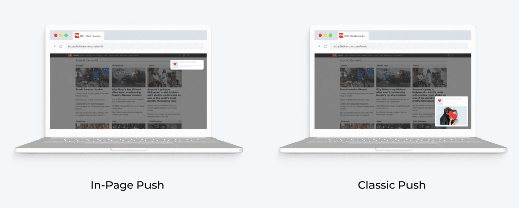 ¿Qué son las notificaciones in-page push?