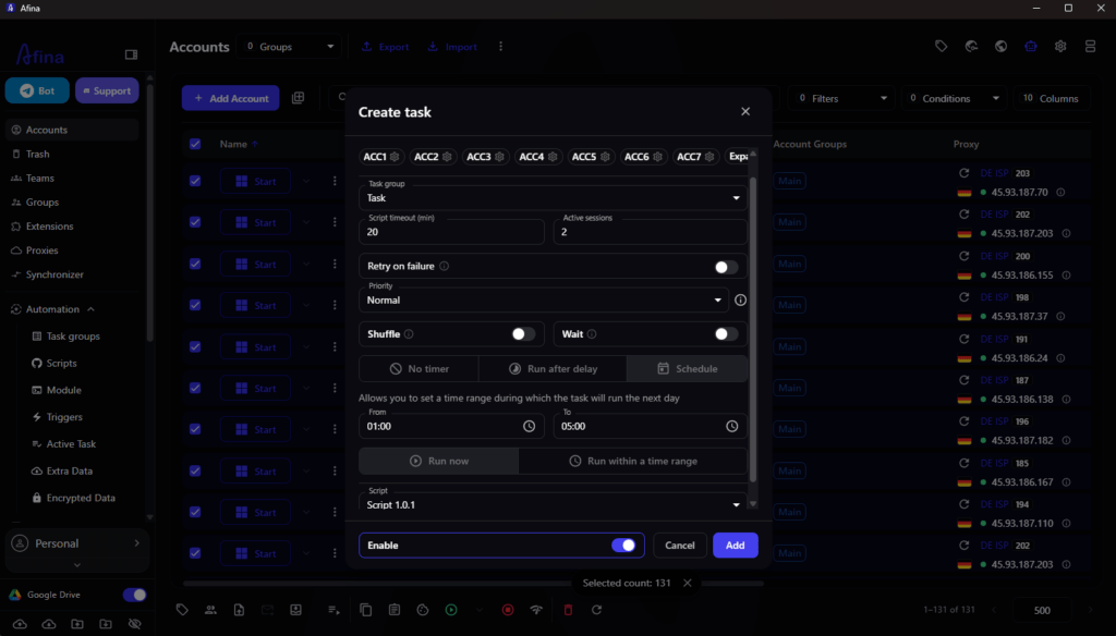 afina browser synchronizer