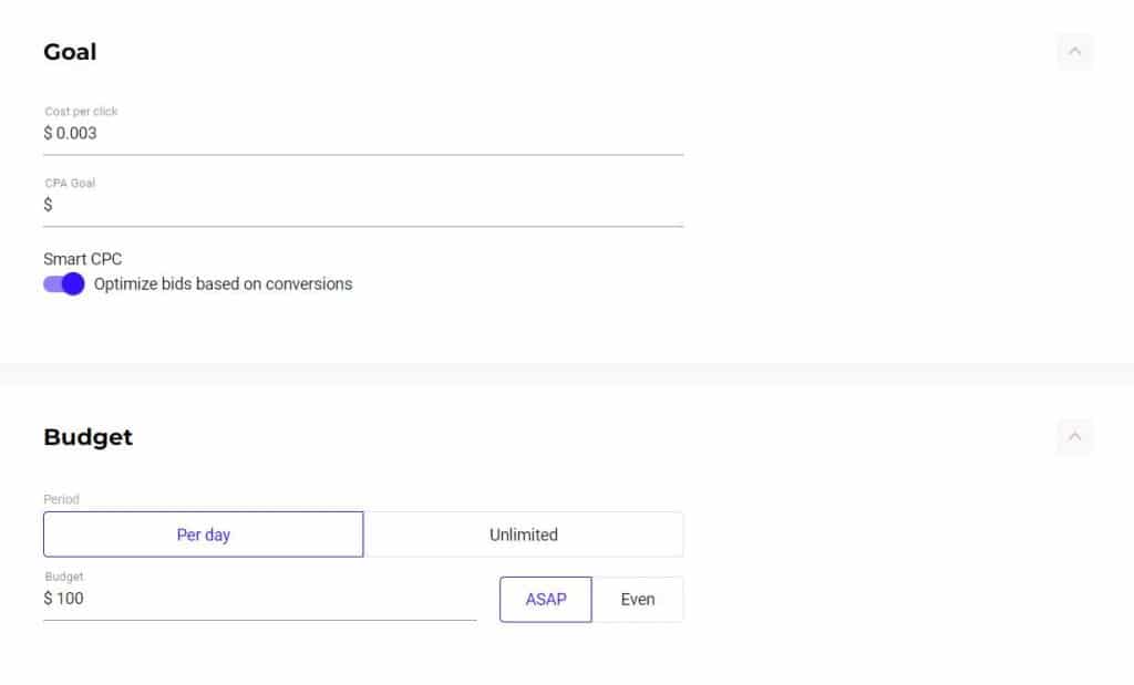 Cómo configurar una campaña de in-page push en RichAds