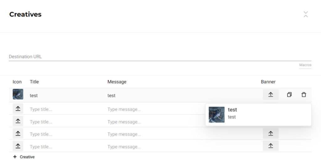Cómo configurar una campaña de in-page push en RichAds