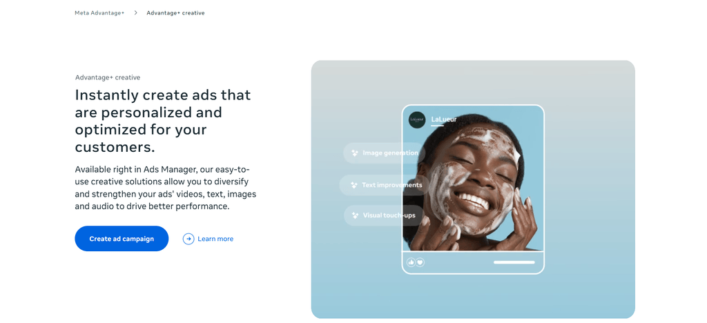 Meta Advantage+ creative AI ad generator
